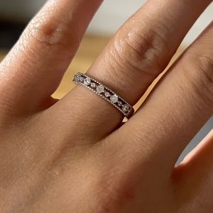 14k white gold plated wedding band
